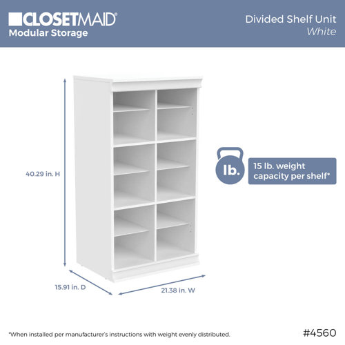 ClosetMaid Modular Storage 21.38" W Shelving Unit with 12 Shelves